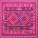 Square Machine Washable Oriental Pink Traditional Rug, wshcon1114pnk