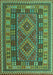 Machine Washable Oriental Turquoise Traditional Area Rugs, wshcon1114turq