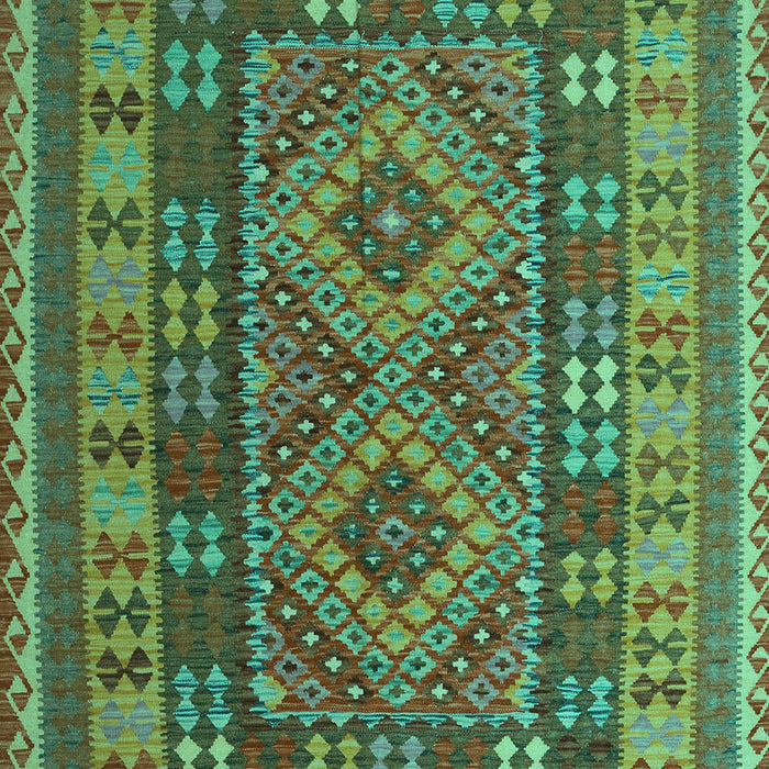 Machine Washable Oriental Turquoise Traditional Area Rugs, wshcon1114turq