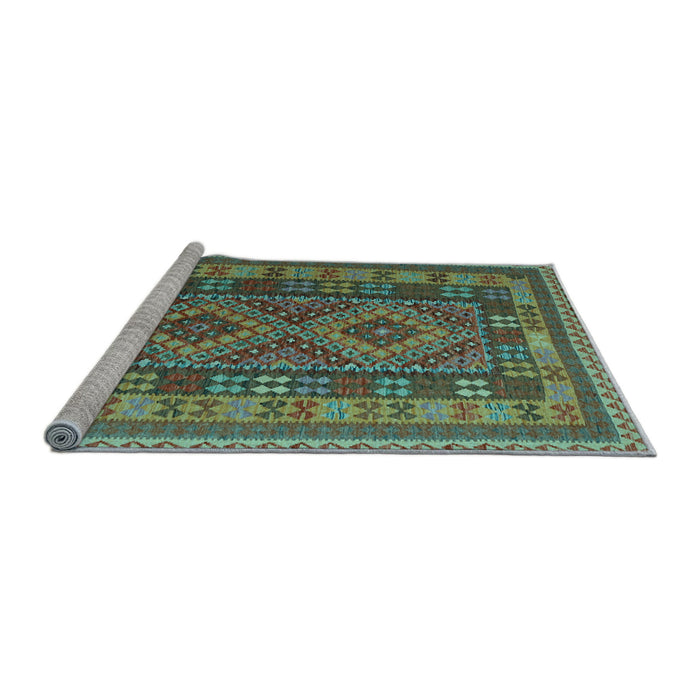 Sideview of Machine Washable Oriental Light Blue Traditional Rug, wshcon1114lblu