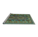 Sideview of Machine Washable Oriental Light Blue Traditional Rug, wshcon1114lblu