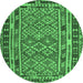 Round Southwestern Emerald Green Country Rug, con1115emgrn