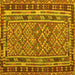 Square Machine Washable Southwestern Yellow Country Rug, wshcon1115yw