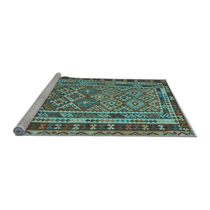 Sideview of Machine Washable Southwestern Light Blue Country Rug, wshcon1115lblu