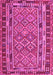 Machine Washable Southwestern Pink Country Rug, wshcon1115pnk