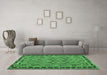 Machine Washable Southwestern Emerald Green Country Area Rugs in a Living Room,, wshcon1115emgrn