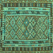 Square Southwestern Turquoise Country Rug, con1115turq