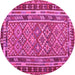 Round Southwestern Pink Country Rug, con1115pnk