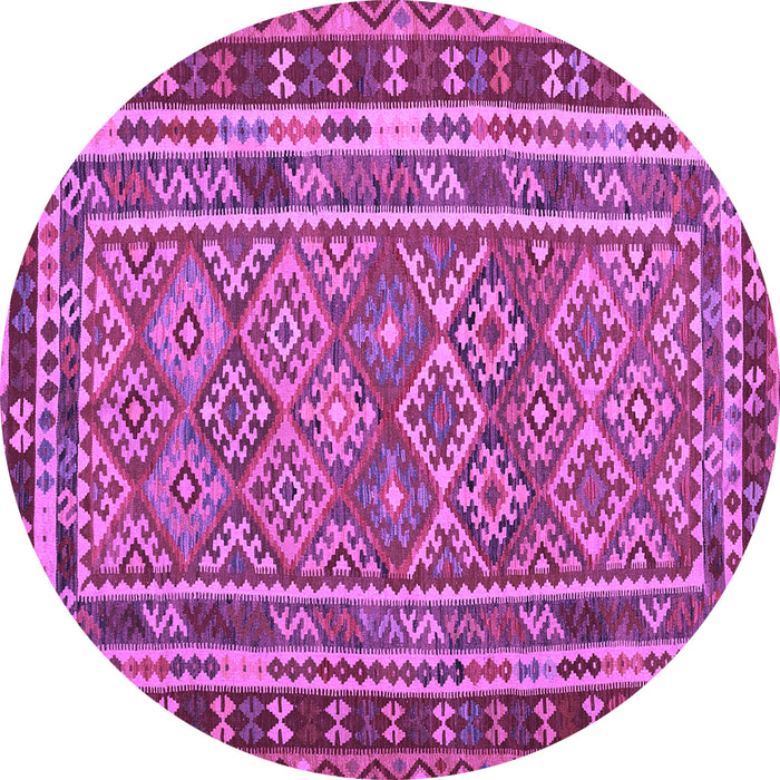 Round Machine Washable Southwestern Purple Country Area Rugs, wshcon1115pur