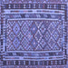 Square Machine Washable Southwestern Blue Country Rug, wshcon1115blu