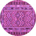 Round Southwestern Purple Country Rug, con1115pur