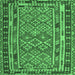 Square Machine Washable Southwestern Emerald Green Country Area Rugs, wshcon1115emgrn