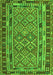 Serging Thickness of Machine Washable Southwestern Green Country Area Rugs, wshcon1115grn