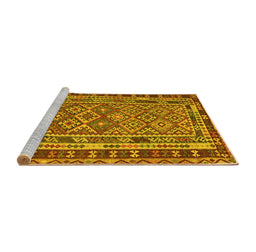 Sideview of Machine Washable Southwestern Yellow Country Rug, wshcon1115yw