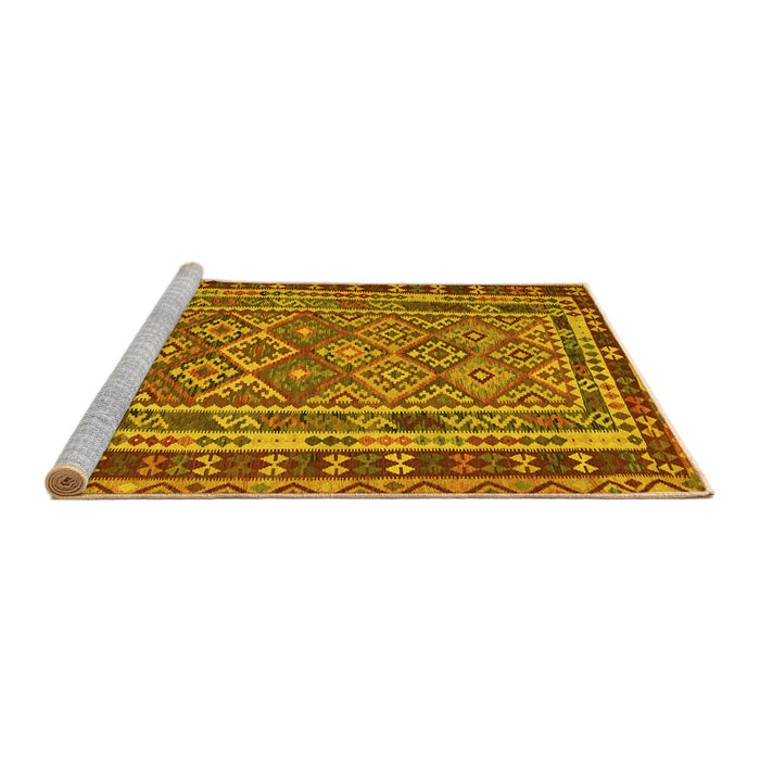 Sideview of Machine Washable Southwestern Yellow Country Rug, wshcon1115yw