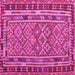 Square Machine Washable Southwestern Pink Country Rug, wshcon1115pnk