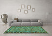 Machine Washable Southwestern Turquoise Country Area Rugs in a Living Room,, wshcon1115turq