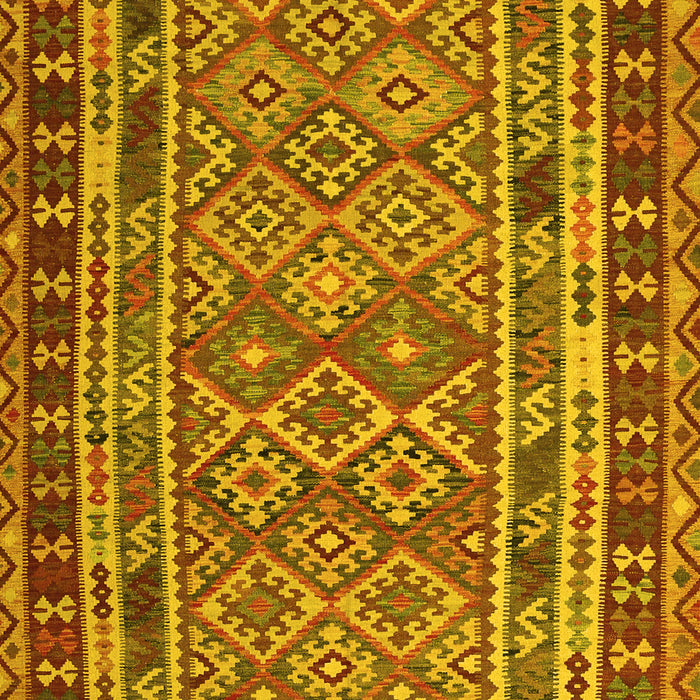 Machine Washable Southwestern Yellow Country Rug, wshcon1115yw