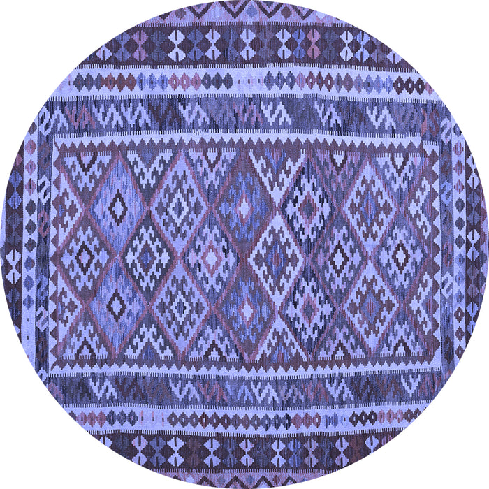 Round Southwestern Blue Country Rug, con1115blu