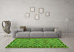 Machine Washable Southwestern Green Country Area Rugs in a Living Room,, wshcon1115grn