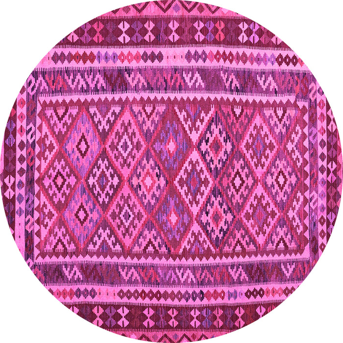 Round Machine Washable Southwestern Pink Country Rug, wshcon1115pnk