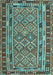 Southwestern Light Blue Country Rug, con1115lblu