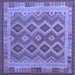 Square Southwestern Blue Country Rug, con1116blu