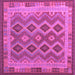 Square Machine Washable Southwestern Purple Country Area Rugs, wshcon1116pur