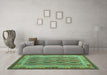 Machine Washable Southwestern Turquoise Country Area Rugs in a Living Room,, wshcon1116turq