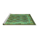 Sideview of Machine Washable Southwestern Turquoise Country Area Rugs, wshcon1116turq