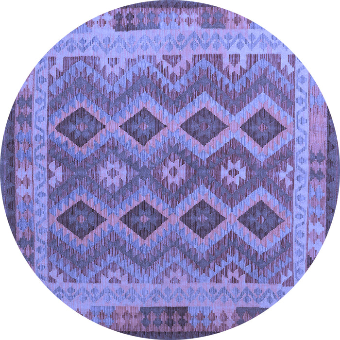 Round Southwestern Blue Country Rug, con1116blu