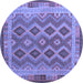 Round Southwestern Blue Country Rug, con1116blu