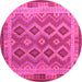 Round Southwestern Pink Country Rug, con1116pnk