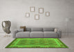 Machine Washable Southwestern Green Country Area Rugs in a Living Room,, wshcon1116grn