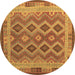 Round Southwestern Brown Country Rug, con1116brn