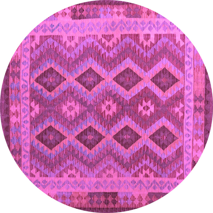Round Machine Washable Southwestern Purple Country Area Rugs, wshcon1116pur