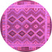 Round Machine Washable Southwestern Purple Country Area Rugs, wshcon1116pur