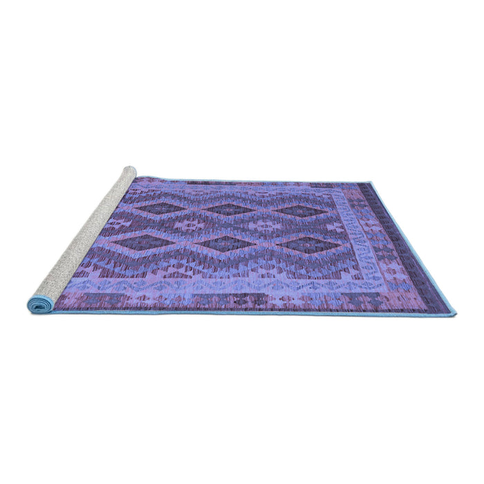 Sideview of Machine Washable Southwestern Blue Country Rug, wshcon1116blu