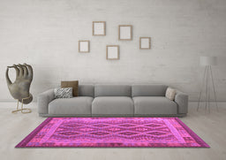 Machine Washable Southwestern Purple Country Area Rugs in a Living Room, wshcon1116pur