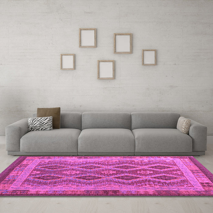 Machine Washable Southwestern Purple Country Area Rugs in a Living Room, wshcon1116pur