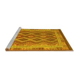 Sideview of Machine Washable Southwestern Yellow Country Rug, wshcon1116yw