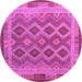 Round Southwestern Purple Country Rug, con1116pur