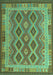Machine Washable Southwestern Turquoise Country Area Rugs, wshcon1116turq