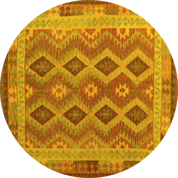 Round Southwestern Yellow Country Rug, con1116yw