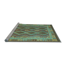 Sideview of Machine Washable Southwestern Light Blue Country Rug, wshcon1116lblu