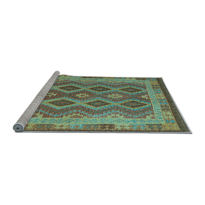 Sideview of Machine Washable Southwestern Light Blue Country Rug, wshcon1116lblu