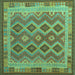 Square Southwestern Turquoise Country Rug, con1116turq