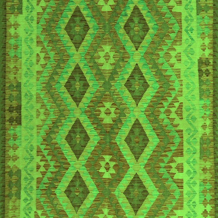 Serging Thickness of Machine Washable Southwestern Green Country Area Rugs, wshcon1116grn