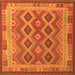 Round Machine Washable Southwestern Orange Country Area Rugs, wshcon1116org