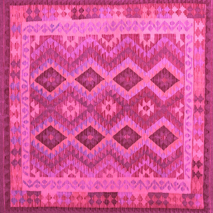 Square Machine Washable Southwestern Pink Country Rug, wshcon1116pnk